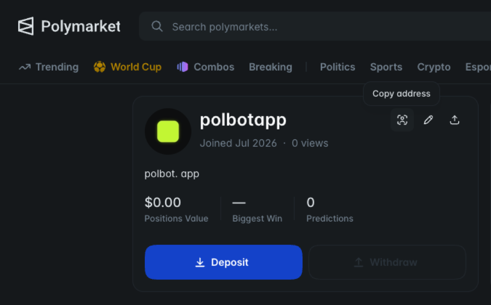 How to copy your address on Polymarket