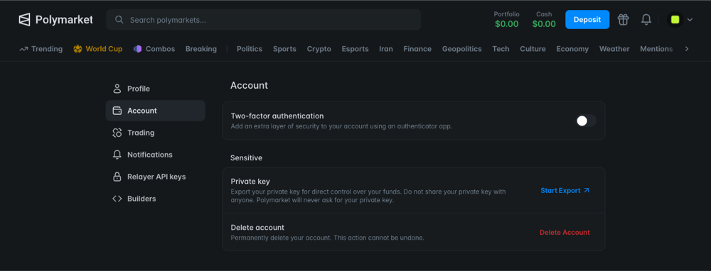 Where the private key is on Polymarket